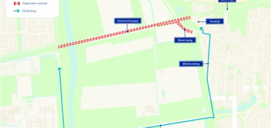 Deel Halve Zolenpad dicht tot najaar 2027 door werkzaamheden GOL
