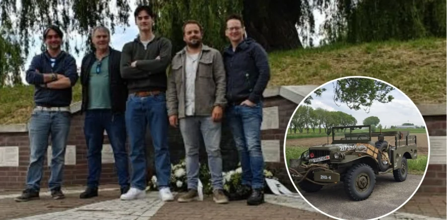 Groep Noorse mensen herdenkt Noren bij oorlogsmonument Kapelsche Veer